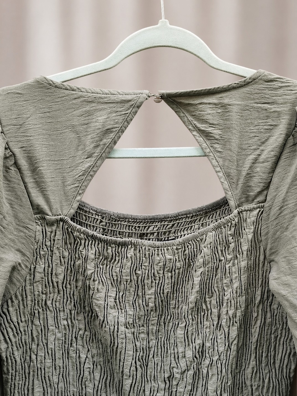 Misia Sage Green Smocked Peplum Top Medium Long Sleeve Cottagecore Boho Peasant - Picture 6 of 7